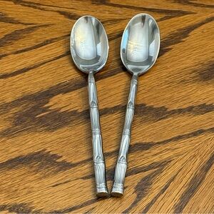 Hampton Silversmiths Cathay Mirror Bamboo 2 Teaspoons Stainless Flatware